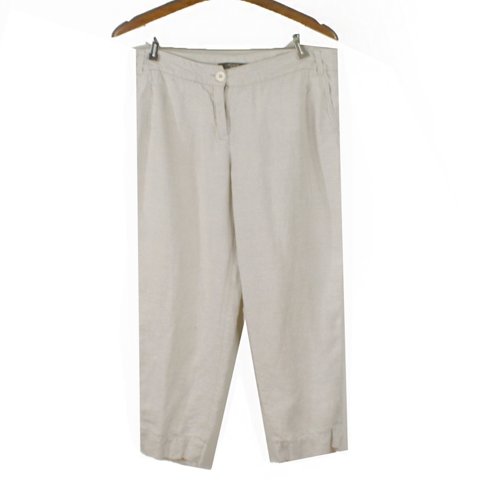 Weekend Max Mara Light Beige Cream Linen Trouser Pants